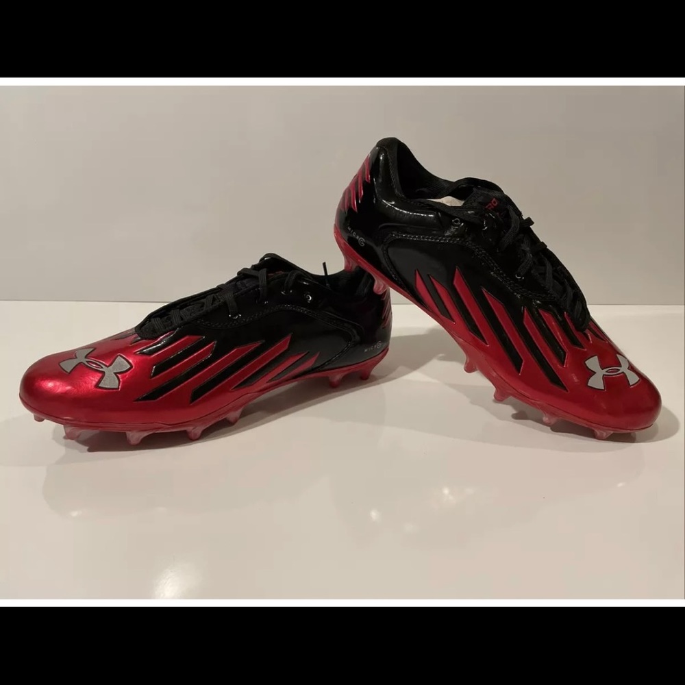 Under Armour Nitro Compfit Football Cleats Black-Red Micro G MENS. size 11